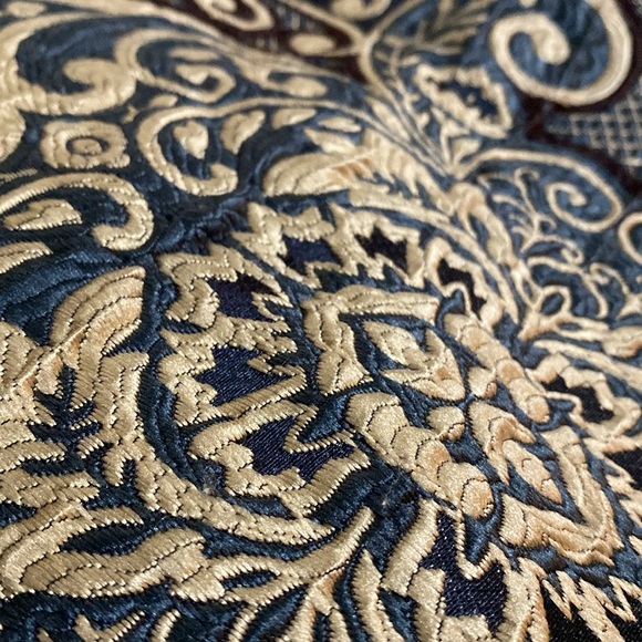Decorative Gold & Navy Embroidered Pillow Sham (Sham Only) - Picture 8 of 8